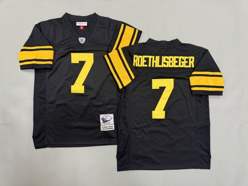 Men 2025 Pittsburgh Steelers #7 Roethlisberger black Throwback Limited NFL Jersey style 001->pittsburgh steelers->NFL Jersey